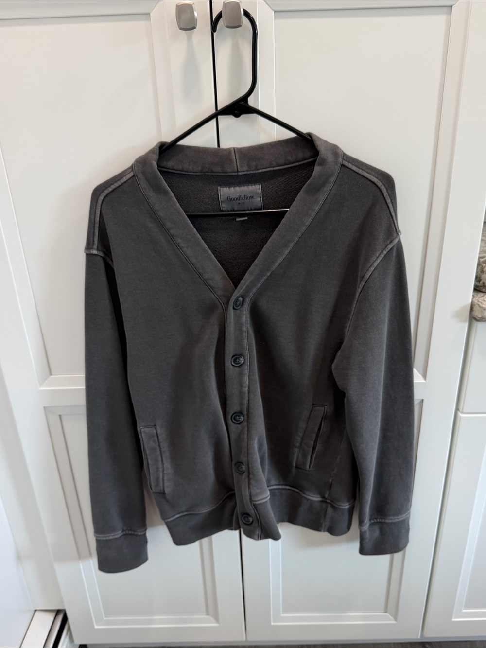 Goodfellow & Co men's cardigan in a washed charcoal gray